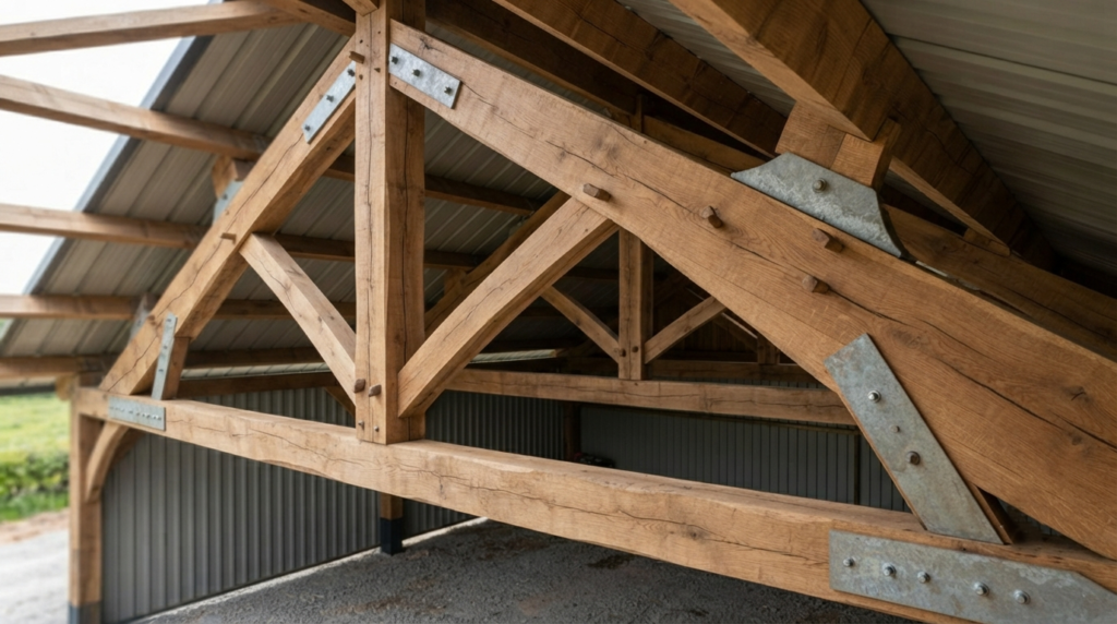 Charpente bâtiment agricole près de Quimper MENUISERIE LMFK