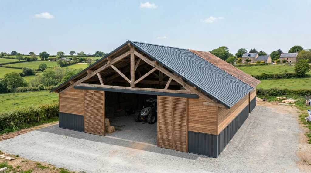 Charpente bâtiment agricole près de Quimper MENUISERIE LMFK